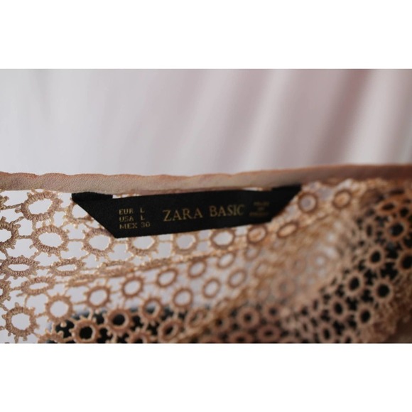 Zara Basic Sleeveless Blouse Top Open Weave Top Trim Blush Peach Pink Si… - Picture 4 of 4